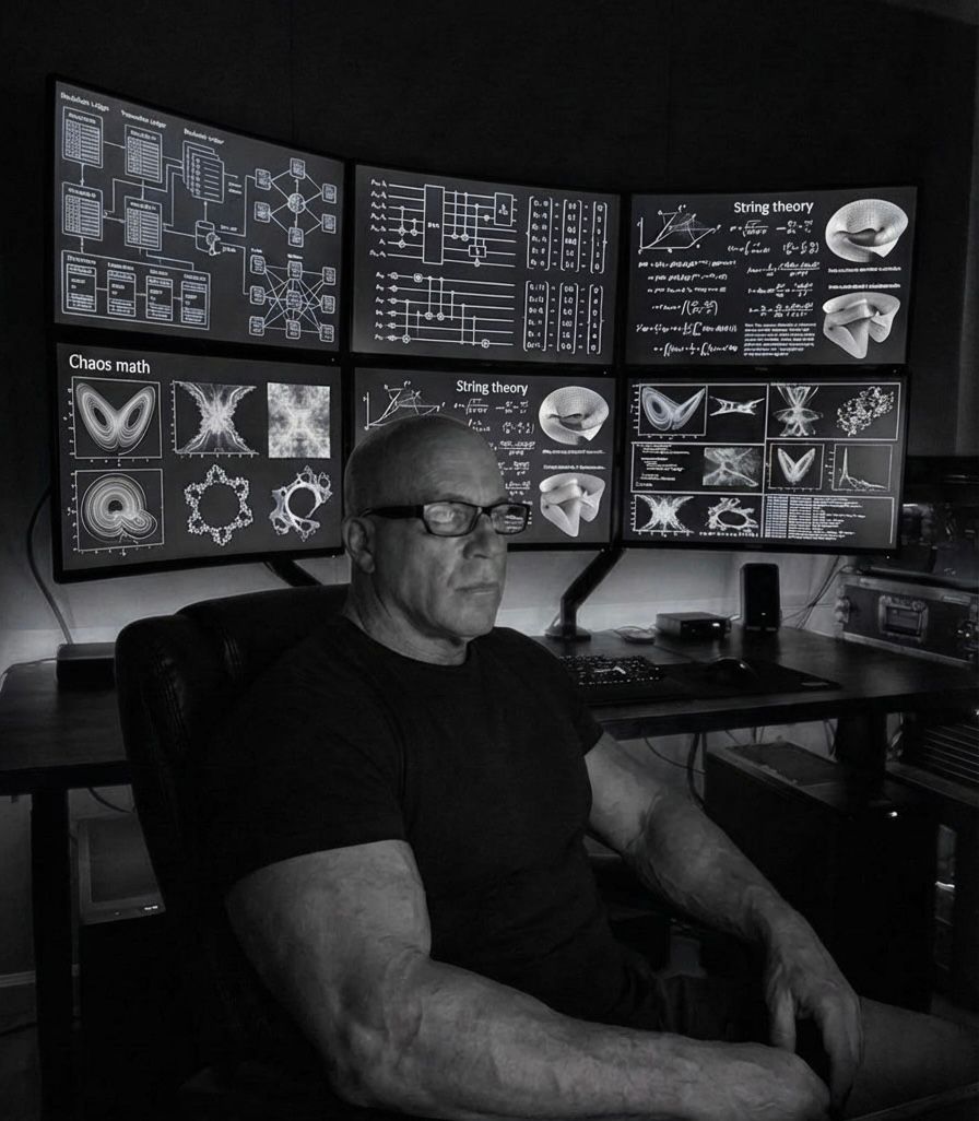 James Scott at a workstation with scientific visualizations